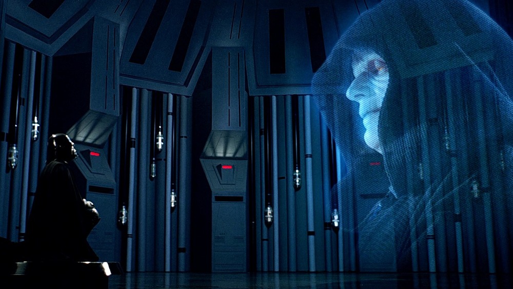 Vader kneeling before Emperor Palpatine