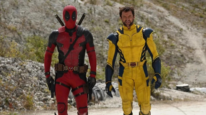 Deadpool walking next to Wolverine