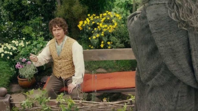 Bilbo Baggins smoking a pipe