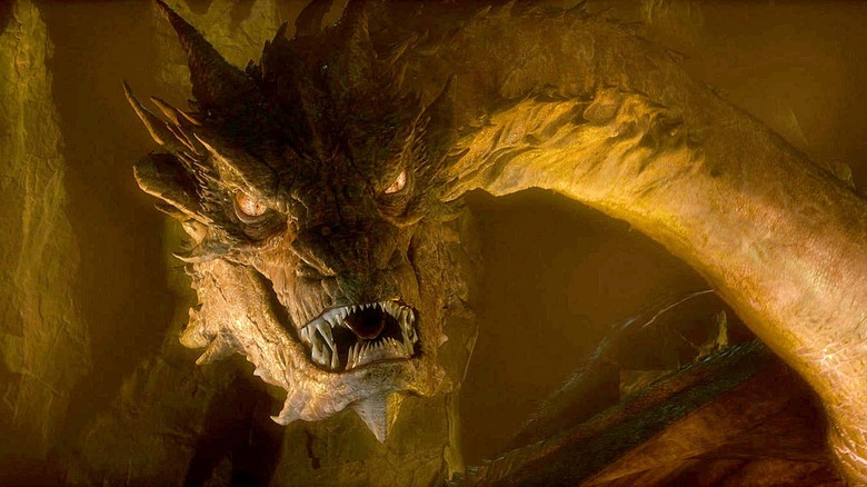 Smaug the Golden snarling