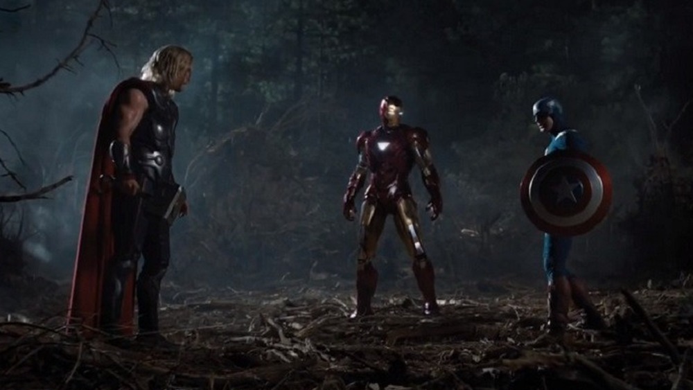 Thor, Iron Man, Captain America square off