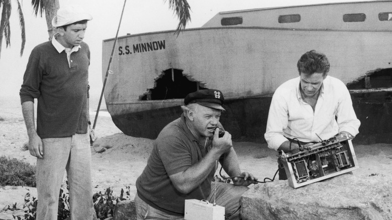 Gilligan stands on the beach watching the Skipper and the Professor as they attempt to fix the S.S. Minnow's radio