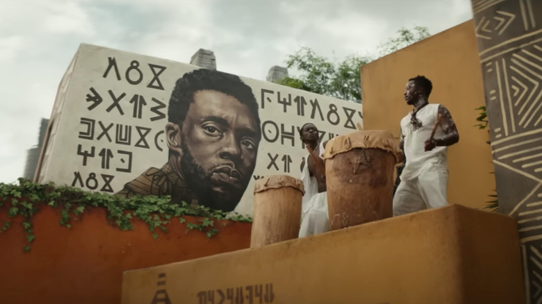 Mural of Chadwick Boseman in Black Panther