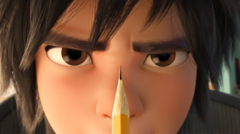 Hiro staring at pencil