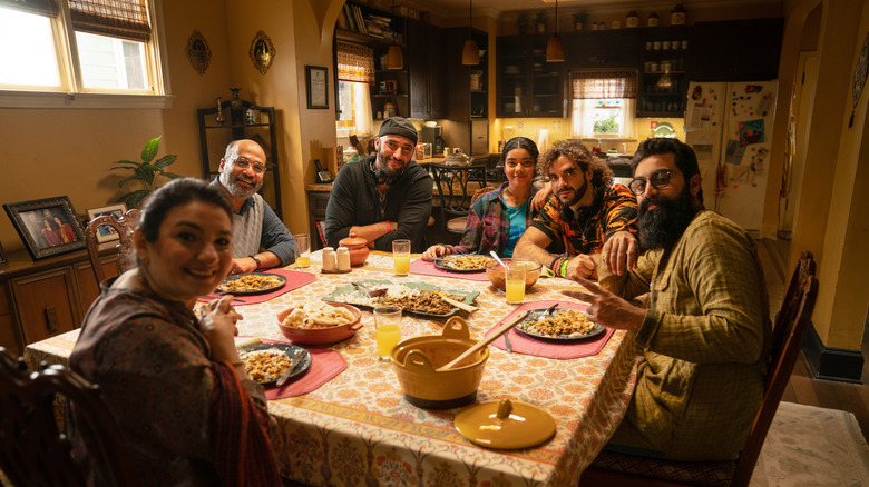 Khan family actors posing with Adil El Arbi and Bilall Fallah