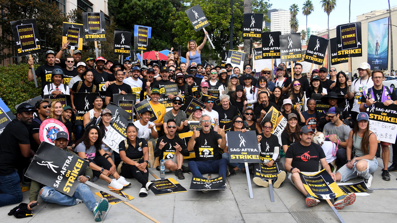 SAG-AFTRA members outside