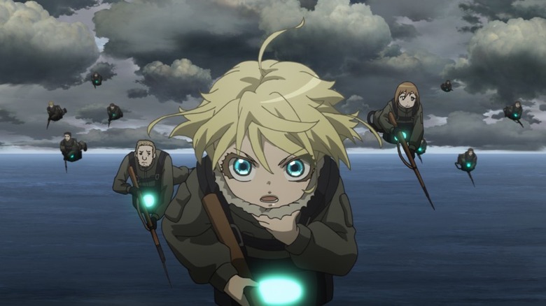 Tanya flying with rifle