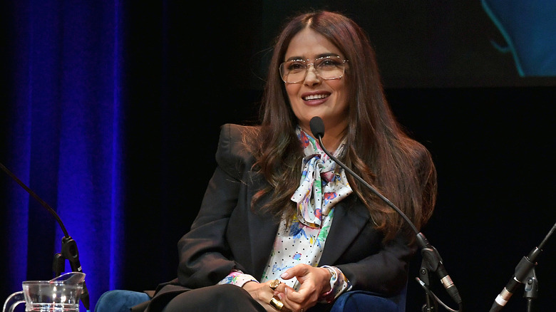 Salma Hayek speaks at panel