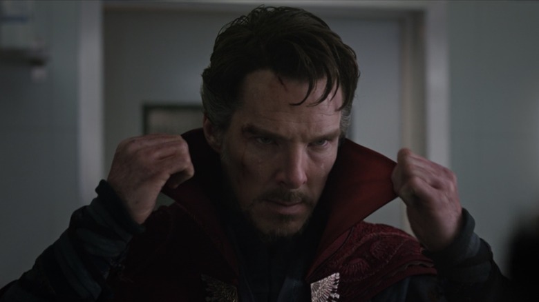 Doctor Strange putting up collar