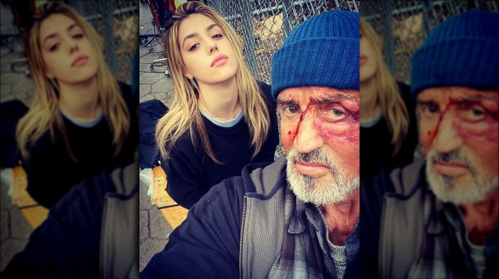 Sylvester Sistine Stallone selfie face lacerations