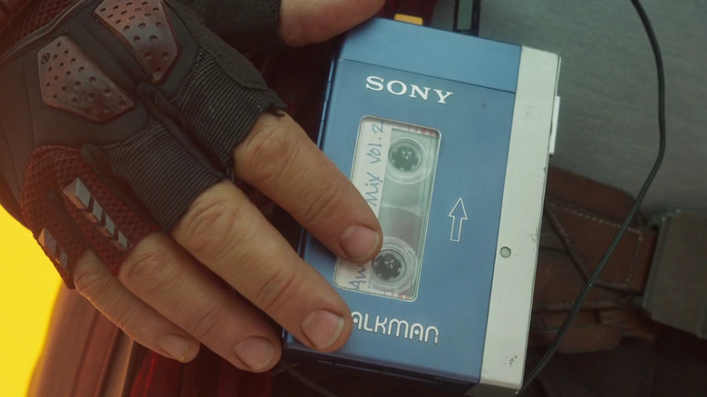 Peter Quill uses a Walkman