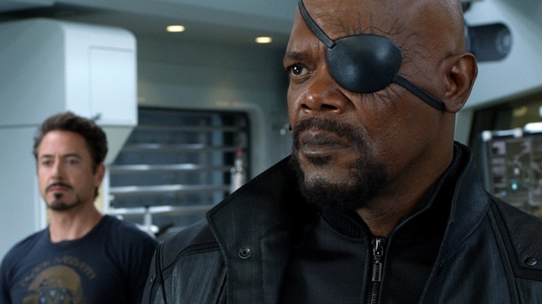 Nick Fury looking off in The Avengers