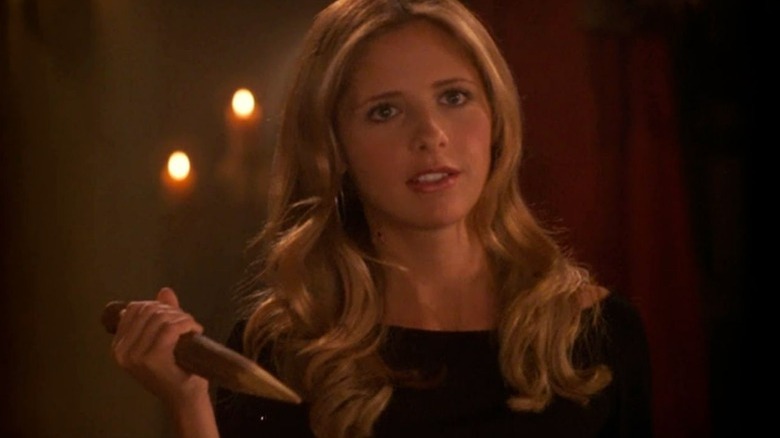 Buffy Summers holding a stake