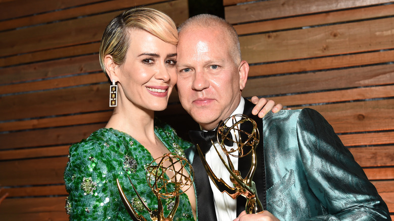 sarah paulson ryan murphy posing emmys