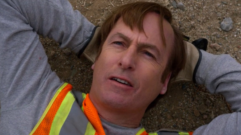 Jimmy resting on the ground in season 3 of "Better Call Saul"