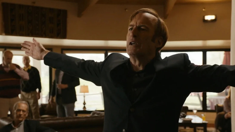 Saul making a scene in season 6 of "Better Call Saul"