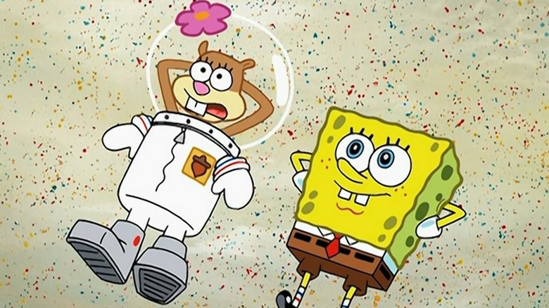 SpongeBob and Sandy laying down