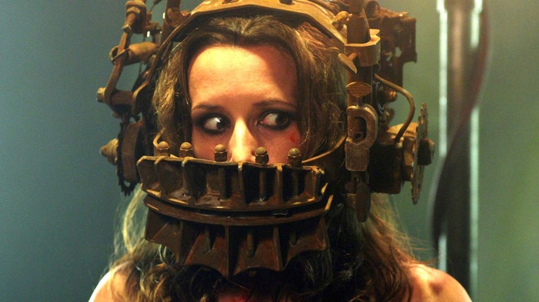 Amanda Young wearing a head device