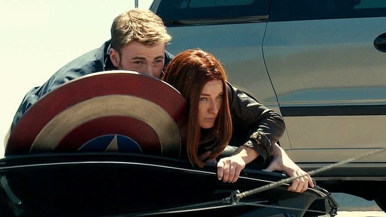 Captain America Black Widow car door scene