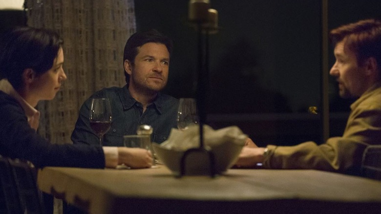 Jason Bateman, Rebecca Hall and Joel Edgerton sitting at table