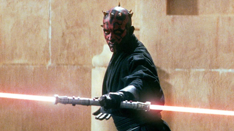 Darth Maul lights his lightsabers in "Star Wars: Episode I - The Phantom Menace" (1999)