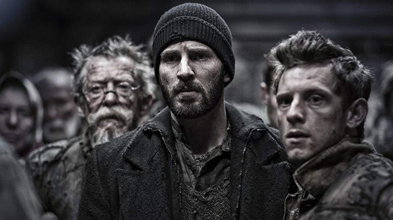 John Hurt, Chris Evans, and Jamie Bell in Snowpiercer