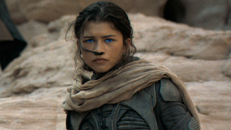 Zendaya looking concerned in 'Dune"