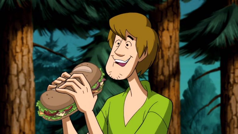 Shaggy eating a sandwich