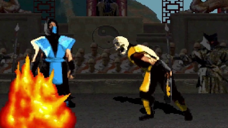 Scorpion burning Sub-Zero with skull fatality