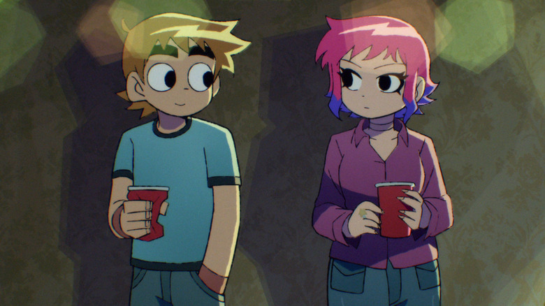 Scott Pilgrim and Ramona Flowers drinking