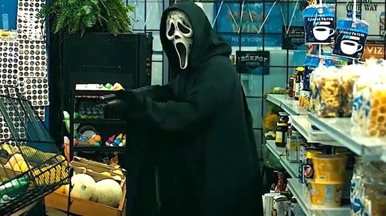 Ghostface in store with gun