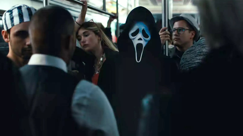 Ghostface rides the subway in Scream VI