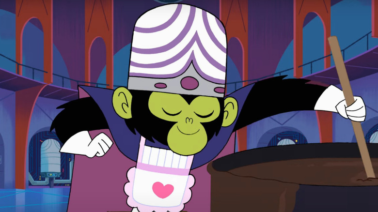 Mojo Jojo cooking and smiling 