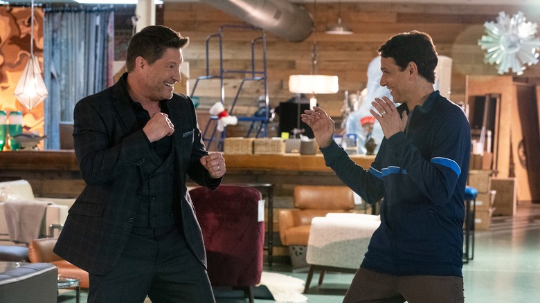 Sean Kanan and Ralph Macchio laughing in Cobra Kai Season 5