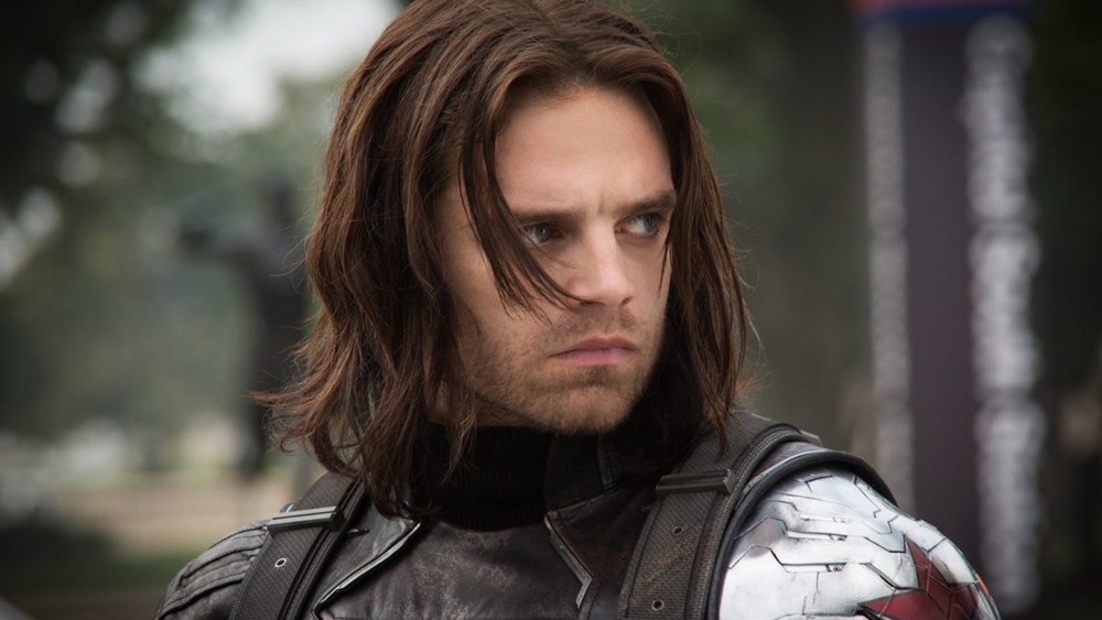 Sebastian Stan Winter Soldier long hair black leather