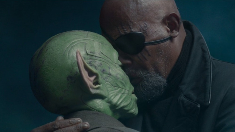 NIck Fury kissing his wife