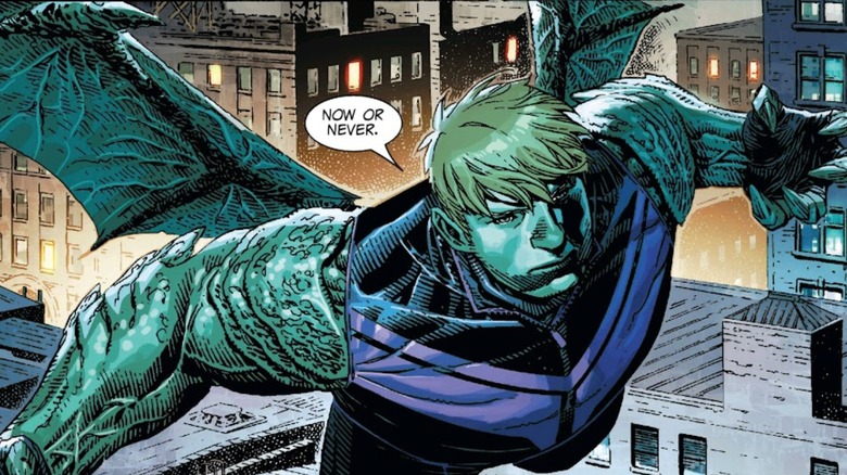 Hulkling flying over New York City