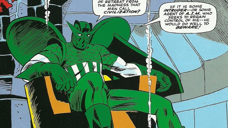 Super-Adaptoid sitting on throne