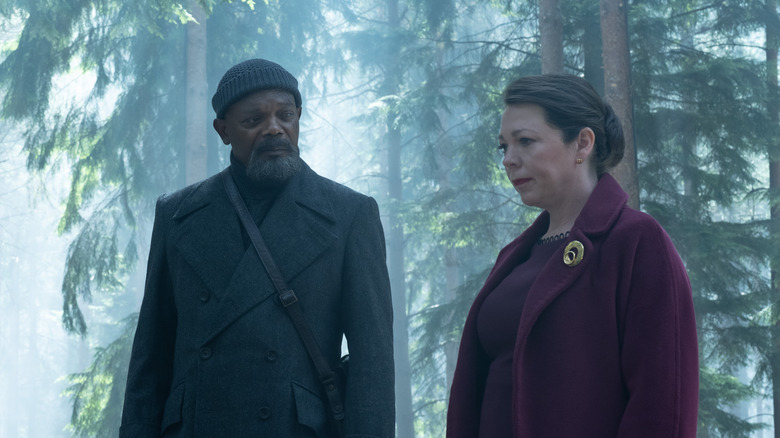 Nick Fury and Sonya Falsworth in forest