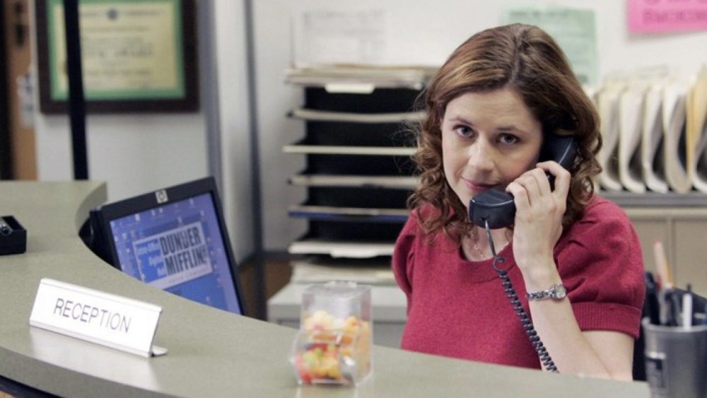 Jenna Fischer as Pam Beesly, in The Office