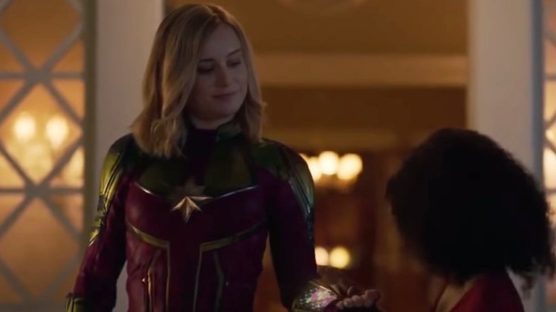 Captain Marvel in her red suit in Captain Marvel