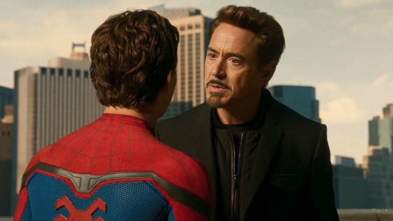 Robert Downey Jr. and Tom Holland in Captain America: Civil War