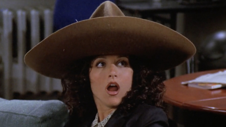 Elaine Benes wearing an urban sombrero