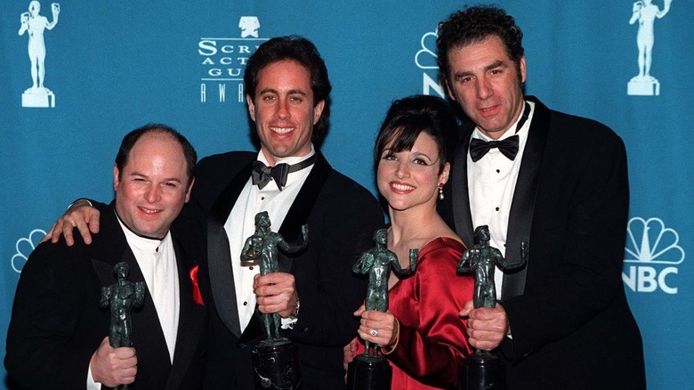 The cast of Seinfeld holding their Screen Actors Guild Awards