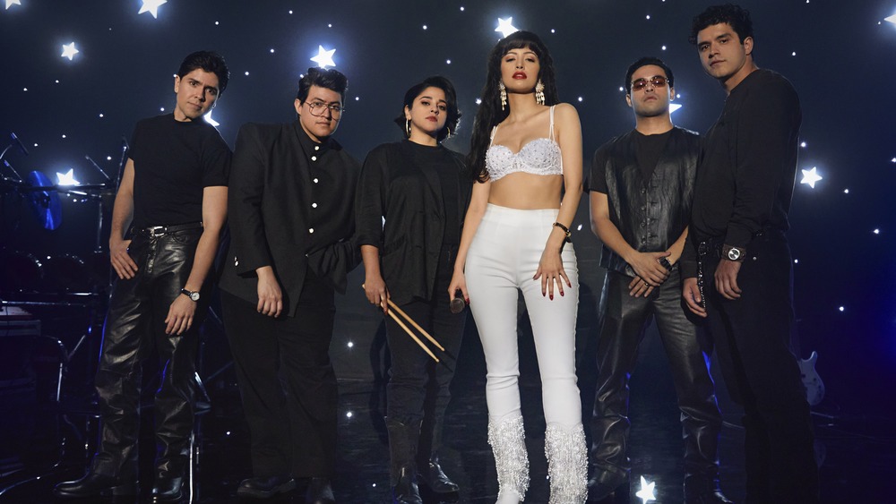 Selena and her band on Selena: The Series