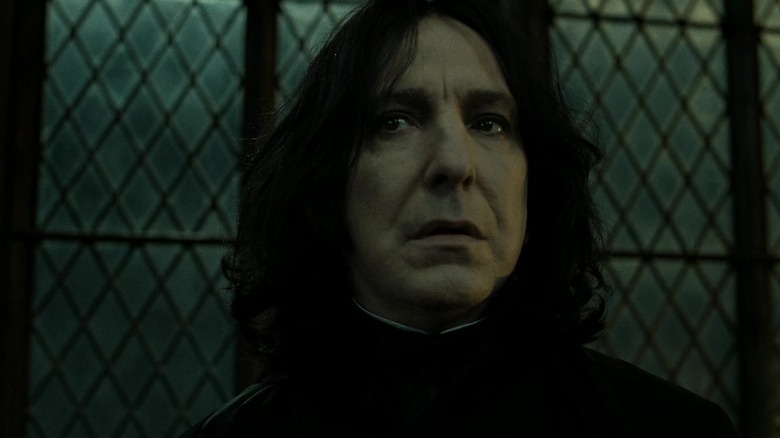 Snape wearing an apprehensive expression