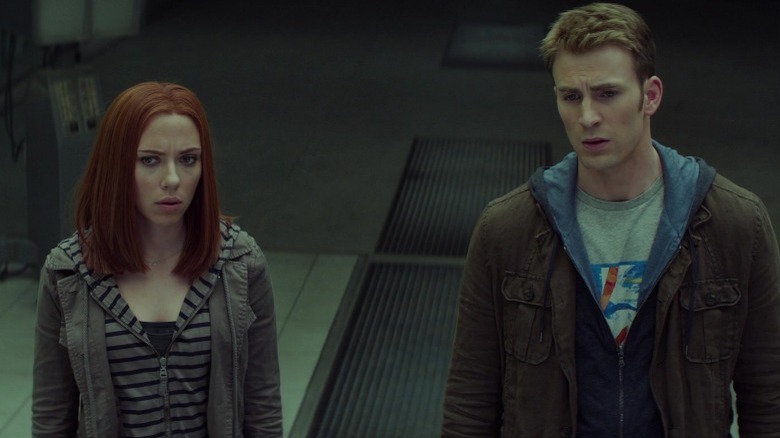 Cap and Black Widow in Hydra lair