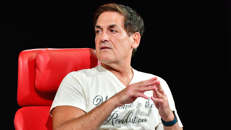 Mark Cuban sitting in red chair