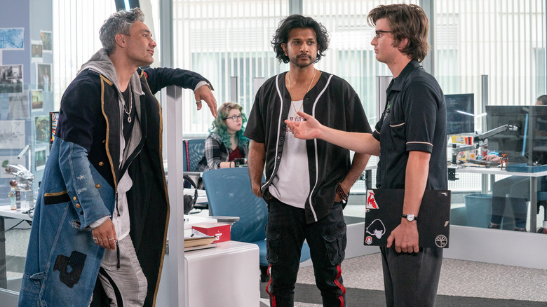 Taika Waititi as Antwan, Utkarsh Ambudkar as Mouser and Joe Keery as Keys in Free Guy