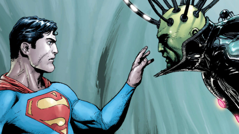 Superman going to touch Brainiac's face